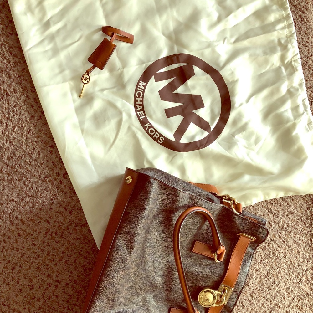 MK jet set brown logo shoulder/tote purse